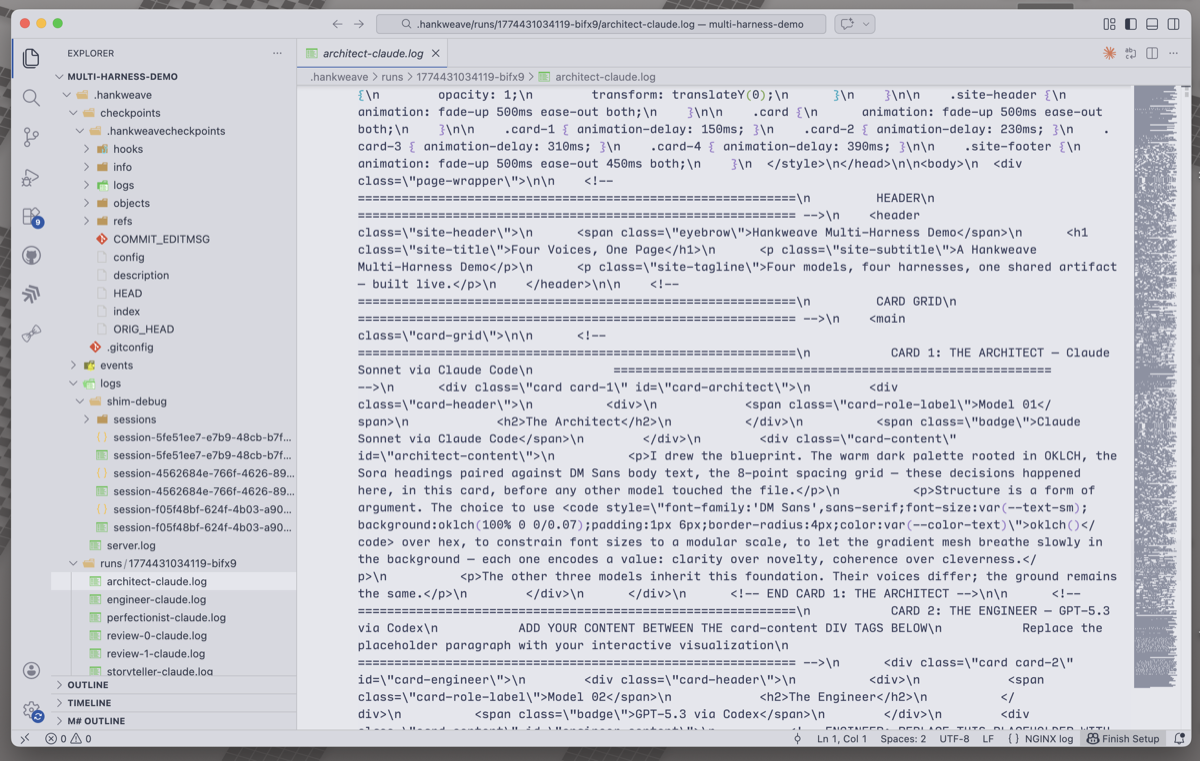 Hankweave execution directory — flat files on disk